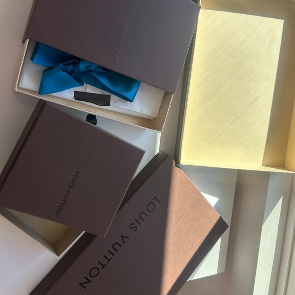 Set of 3 Louis Vuitton Boxes - Authentic Brown Beige 2 Drawer Box 1 Flat box - Picture 4 of 8
